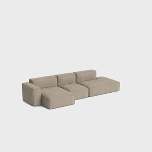 HAY Mags Soft Low Armrest bank 2,5-zits combinatie 3 Linara beige, linksgeplaatst, afneembare bekleding