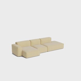 HAY Mags Soft Low Armrest bank 2,5-zits combinatie 3 Tartaglia Ocre white, linksgeplaatst, afneembare bekleding