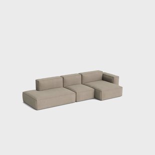 HAY Mags Soft Low Armrest bank 2,5-zits combinatie 3 Linara beige, rechtsgeplaatst, afneembare bekleding
