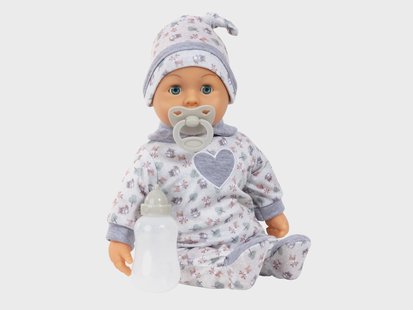 BAYER DESIGN First Words Baby pop 38 cm (Grijs)