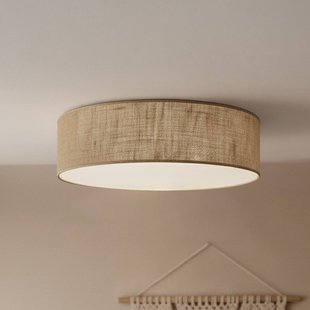 Milagro Lighting Plafondlamp Marshall, bruin, Ø 50 cm, metaal, rotan