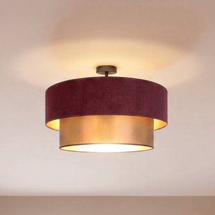 Duolla Plafondlamp Dorina, donkerrood/goud, Ø 60 cm, textiel, E27