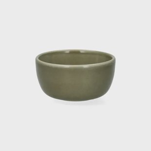 Schaal, reactieve glazuur, steengoed, olijfgroen,  &Oslash;9 x 4 cm