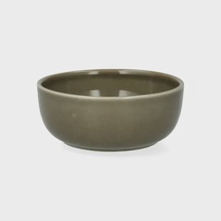 Schaal, reactieve glazuur, steengoed, olijfgroen, &Oslash;13 x 5 cm