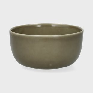 Schaal, reactieve glazuur, steengoed, olijfgroen, &Oslash;14,5 x 7 cm