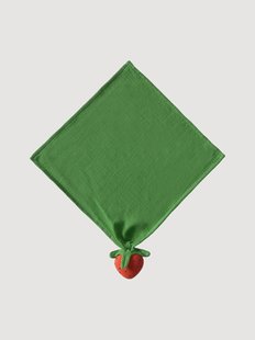 Handgemaakt knuffeldekentje Sweetie de Aardbei met bijtring