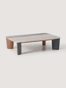 Marmeren salontafel Muno van acaciahout, B 120 cm