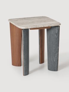 Bijzettafel Muno van marmer en acaciahout