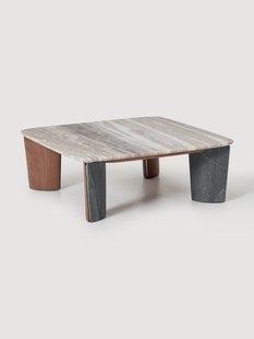 Marmeren salontafel Muno van acaciahout, B 85 cm