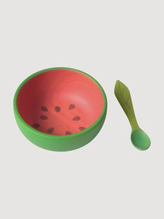 Handgemaakte schaal Wally the Watermelon met lepel, 2-delig