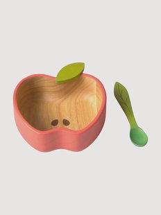 Handgemaakte schaal Pepa the Apple met lepel, 2-delig