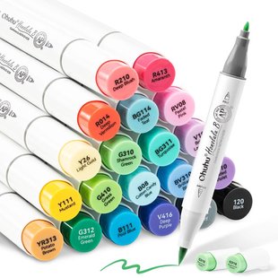 Ohuhu Honolulu B 24 kleuren Alcohol Art Markers Brush & Fine
