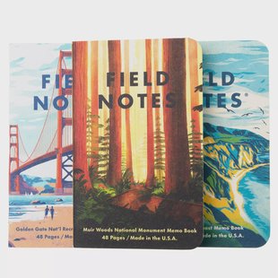 Field Notes Explore America FN-50A Dot-Graph 3-Pack A Big Sur Muir Woods Golden Gate, notitieboekjes