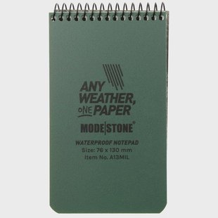 Modestone A13MIL Waterproof Top Spiral Military Notebook 76 x 130 mm, Olive, notitieboekje