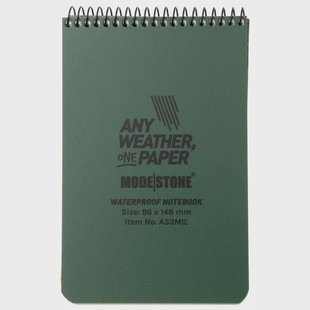 Modestone A33MIL Waterproof Top Spiral Military Notebook 96 x 148 mm, Olive, notitieboekje