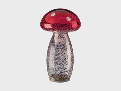 LIVARNO Glazen LED-paddenstoel (Rood zilveren paddenstoel)