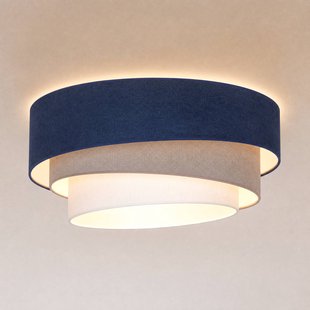 Trio plafondlamp donkerblauw/beige Ø60cm textiel, E27 - Duolla - Keuken - Jong wonen - Stof - Meerdere lampen