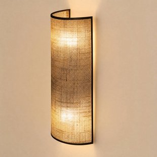 Duolla Wandlamp Nature, jute/zwart, hoogte 40 cm, textiel, naar boven/naar beneden