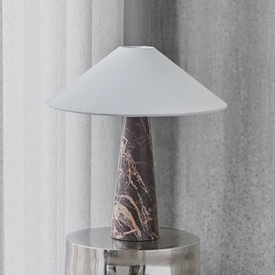 Soffi tafellamp, bruin/wit, 45 cm, textiel - House Doctor - Woonkamer - Designer - Marmer - Met lampenkap