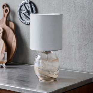 Hite tafellamp, 44 cm, crème, glas/textiel - House Doctor - Woonkamer - Designer - 1 lamp