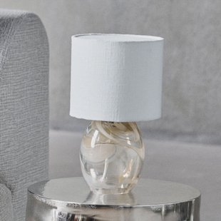 Hite tafellamp, 28 cm, crème, glas/textiel - House Doctor - Woonkamer - Designer - 1 lamp