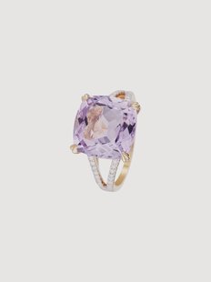Geelgouden ring Pink Fiction met diamanten en edelstenen