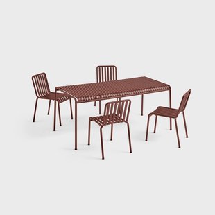 HAY Palissade eetgroep 4 stoelen 170x90 cm - Iron red