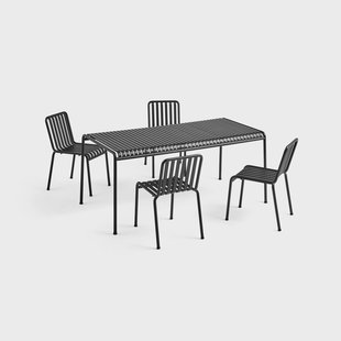 HAY Palissade eetgroep 4 stoelen 170x90 cm - Anthracite