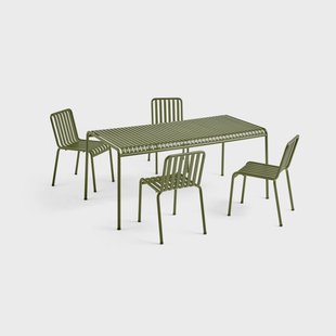 HAY Palissade eetgroep 4 stoelen 170x90 cm - Olive