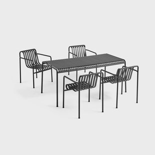 HAY Palissade eetgroep 4 armstoelen 170x90 cm - Anthracite