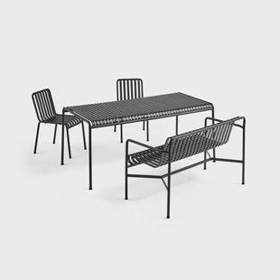 HAY Palissade eetgroep 2 stoelen + bank 170x90 cm - Anthracite