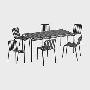 HAY Palissade eetset 6 stoelen 170x90 cm anthracite