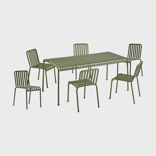 HAY Palissade eetset 6 stoelen 170x90 cm olive