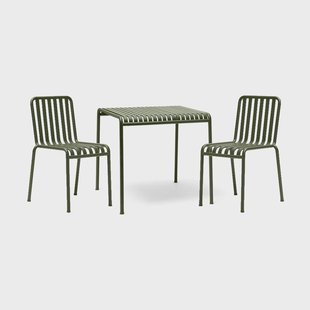 HAY Palissade eetset 2 stoelen 82,5x90 cm olive