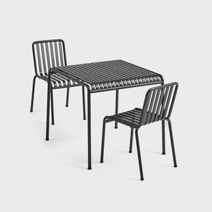 HAY Palissade eetset 2 stoelen 82,5x90 cm anthracite