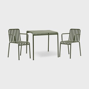 HAY Palissade eetset 2 armstoelen 82,5x90 cm olive