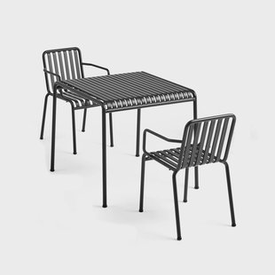 HAY Palissade eetset 2 armstoelen 82,5x90 cm anthracite