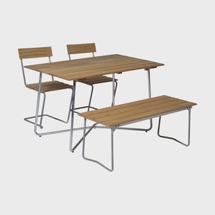 Grythyttan Stålmöbler Grythyttan eetset B25A + 2x Stoel 1 + Bank 8 geolied eikenhout
