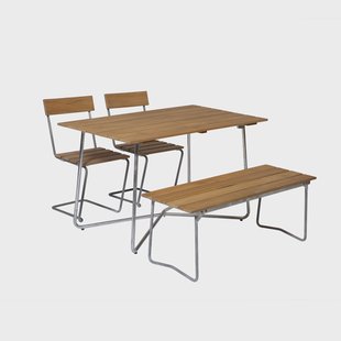 Grythyttan Stålmöbler Grythyttan eetset B25A + 2st Stoel 1 + Bank 8 teak