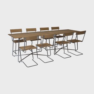 Grythyttan Stålmöbler Grythyttan eetset 2x B25A + 8st Stoel 1 geolied eikenhout