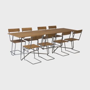 Grythyttan Stålmöbler Grythyttan eetset 2st B25A + 8st Stoel 1 teak