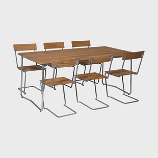 Grythyttan Stålmöbler Grythyttan eetset B31 + 6st Stoel 1 teak