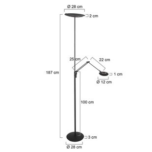 Steinhauer LED vloerlamp Zenith 2 zwart, leeslamp, CCT-afstandsbediening