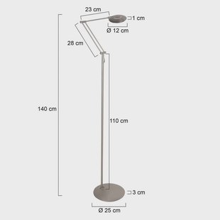 Steinhauer LED vloerlamp Zenith2, 1-lamp, staal, CCT, afstandsbediening