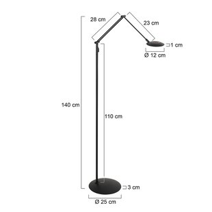 Steinhauer LED vloerlamp Zenith2, 1-lamp, zwart, CCT, afstandsbediening
