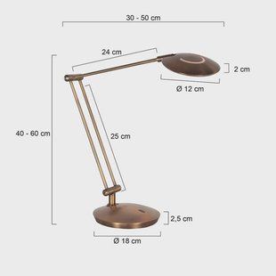 Steinhauer LED bureaulamp Zenith 2, brons, CCT, afstandsbediening