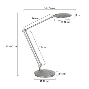 Steinhauer LED bureaulamp Zenith 2, staal, CCT, afstandsbediening