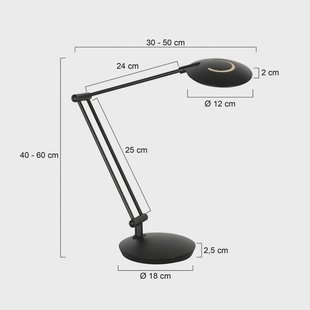 Steinhauer LED bureaulamp Zenith 2, zwart, CCT, afstandsbediening