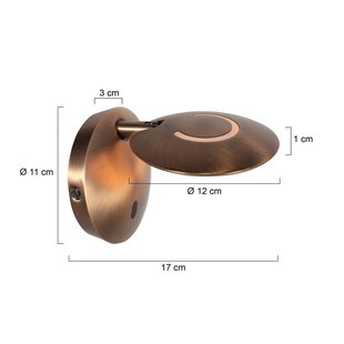 Steinhauer LED wandlamp Zenith 2, brons, CCT, metaal, stekker