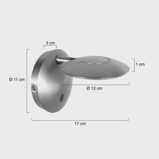 Steinhauer LED wandlamp Zenith 2, staalkleurig, CCT, metaal, stekker